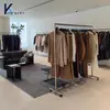 Arara de Chão para Loja de Roupas com Rodízios Móveis Prateleira para Loja de Roupas Femininas Cabideiro Ilha de Aço Inoxidável