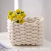 Cesta de Armazenamento Dobrável para Chaves de Lanche de Loft, Mesa, Estilo Nórdico ins, Branco, Feita à Mão de Lã de Algodão