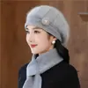 Sombrero de madre para mujeres de mediana edad y ancianas, gorro de lana tejido cálido con felpa, sombrero de invierno para proteger del frío a señoras mayores