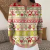 Sudadera de Punto con Cuello en V, Botones y Mangas Largas, Estilo Nuevo Transfronterizo, Otoño e Invierno, Suéter con Estampado de Moda Personalizado para Mujer