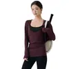Cubierta Deportiva de Estilo Perezoso para Mujer, Top Largo Holgado de Cuello Redondo para Yoga que Cubre los Glúteos, Corte Ajustado, Adelgazante, Ropa de Fitness de Manga Larga