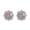 Millennium Rose Cut Octagon Rosa Zircão Flor Colar Pingente Luz Luxo Anel Aberto Brincos de pino terno