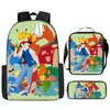 Mochila de desenho animado transfronteiriça bolso monstro do tesouro elfo do sonho bebê mochila conjunto de três peças para alunos do ensino fundamental e médio