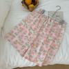 Pijama de Verão, Fino Casual de Verão para Casa, Tamanho Grande Floral, Doce Lar, Fofo, Shorts Largos para Caminhar ao Ar Livre
