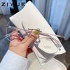 Celebridade da Internet Óculos de Emagrecimento Puro Desejo Feminino Radiação Anti-Luz Azul Armação Sem Aro Borda Cortada Armação de Óculos para Miopia Combinável