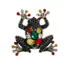 Broche de Rana Vintage Desgastado con Incrustaciones Completas de Diamantes y Piedras Preciosas, Pin con Forma de Animal con un Toque de Lujo, Accesorio para Trajes y Abrigos