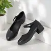 Sapatos de Trabalho Bai Zhenhe Primavera e Outono Novos de Couro Genuíno Macio, Sapatos de Dança Femininos de Solado Macio com Tira Única, Sapatos Confortáveis para Senhoras
