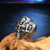 Anel Criativo de Aço Titânio com Caveira Masculina, Anel de Aço Inoxidável com Caveira, Acessório Transfronteiriço