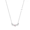 Collar de Plata de Ley S925 Incrustado con Piedras Preciosas Moradas Colgante Completo de Diamante Cadena para Clavícula de Lujo Accesible Forma de Corazón Lujo Accesible Sentido de Alta Gama