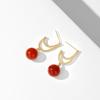 Brincos de Pérola Vermelha de Alto Padrão com Diamantes, Design Requintado de Semente de Acácia, Brincos Stud Festivos e Elegantes no Estilo Francês