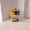 Ventas Directas de Fábrica Plástico Transparente Cuadrado Tapa de Bambú Joyería Dormitorio Baño Escritorio A Prueba de Polvo Acabado y Almacenamiento