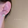 Aretes Simples de Perlas Estilo Coreano Moda para Mujer Aretes Distintivos de Diamantes Cuadrados Huecos Pasadores de Plata 925 Aretes para Novias