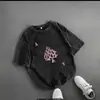 Camiseta de Manga Corta Lavada con Efecto Desgastado para Mujer 2025 Nuevo Verano Holgada, Única, Chic y Súper Bonita