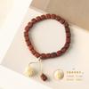 Pulsera de un solo círculo de cuentas cuadradas de sándalo verde para mujer, estilo étnico chino nuevo, linda garra de gato, curativa, estilo pastoral Mori, personalizada