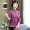 Suéter de lana de otoño e invierno para madre de manga larga con cuello alto, suéter grueso para mujeres de mediana edad y mayores, suéter de moda jacquard
