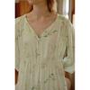 Chegada Nova de Verão Cetim de Algodão Rima de Primavera Vestido de Noite de Comprimento Médio com Manga Bufante Fofo Doce e Confortável Vestido de Casa Estampado