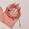 Nueva Pulsera Multicírculo de Piedra Roja Natural Estilo Chino para Mujer con Flor de Bill, Estrella, Luna, Bodhi, Piedra Shoushan