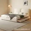 Cama estofada cor creme estilo francês 1,8m cama de casal com tecido chenille para o quarto 1,5m cama de solteiro com baú alto