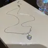 Versão Coreana do Colar Coração do Oceano, Pingente de Design Feminino, Luxo Acessível e Colar de Alta Qualidade, Corrente Doce para Clavícula de Estudante
