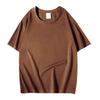 Camiseta Casual Solta Oversize de Algodão Pesado com Manga Curta e Ombro Caído 260g Unissex Gola Redonda Cor Sólida de Verão Meia Manga