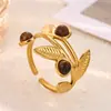 Anillo Abierto Estilo Europeo Abeja Mariposa de Circonita Colorida Chapado en Oro de 18K Ajustable para Mujer Anillo de Piedra de Color