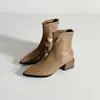 Botines de Moda Estilo Coreano con Punta Fina y Tacón Grueso para Mujer 2026 Otoño/Invierno Botas Versátiles de Temperamento Adelgazantes Botines Color Sólido Botas de Moda