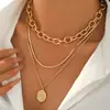 Collar con Colgante Multicapa de Aleación Full Diamond de Moda Europea y Americana para Mujer, Cadena de Suéter Versátil Elegante Simple de Nicho