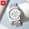Reloj Marca Opk Tres Ojos Multifuncional de Negocios de Cuarzo Calendario Simple Correa de Acero Luminoso Impermeable Reloj para Hombre Reloj para Hombre
