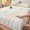 Juego de Sábana Bajera Ajustable de Algodón Puro Lavado Jacquard Pieza Única 100% Algodón Funda de Sábana Protector de Colchón Juego de Tres Piezas