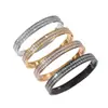 [02] Comercio exterior acero de titanio joyería al por mayor Europa y Estados Unidos exquisita hebilla de moda pulsera de diamantes de doble fila cuatro colores