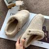 Sapatos de Algodão Peludos Quentes para Mulheres 2026 Novo Estilo de Inverno com Solas Grossas, Meio Chinelos Fechados para Exterior de Uso Duplo Estilo Birkenstock