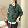 Cardigan de Tricô de Algodão Elegante e Versátil de Botão Único, Jaqueta Casual Curta Solta com Caimento Slim para Mulheres