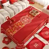 Mantel rojo para mesa de centro de boda con caracteres festivos de "doble felicidad", tapete protector para compromiso y recién casados, mantel ambiental para sala de estar de boda