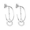 Antigo Gato Ning Estilo Frio Liu Renna Mesmo Estilo Brincos Mulheres Estilo Coreano Elegante Incrustado de Diamantes em forma de C Círculo Geométrico Brincos Longos