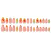 30 Piezas de Uñas de Ropa de Playa de Verano, Pegatinas para Uñas de Estrella de Mar Dopamina Sol, Uñas Portátiles con Gradiente de Ola de Mar Atardecer