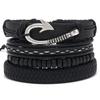 Pulsera de Cuero Multicapa para Hombre de Venta Caliente Transfronteriza Europea y Americana Combinación DIY Traje de Cuatro Piezas Pulsera Tejida a Mano