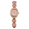 Nuevo Reloj Pulsera Lingote Portador de Riqueza Incrustado con Diamantes Ovalados y Piedras Preciosas de Colores con un Toque de Lujo y Elegancia, Popular Reloj para Mujer de Comercio Exterior