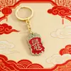 Pingente de chaveiro de liga estilo étnico chinês, acessório de metal para decoração de bolsa e chave de carro, pequeno presente decorativo