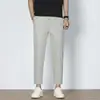 Pantalones Cortos de Seda de Hielo de Alta Elasticidad para Hombre, Pantalones Casuales para Verano, Pierna Recta, Transpirables, Sensación Fresca, Pantalones de Color Sólido, Estilo Masculino, Entrega Directa de Fábrica