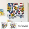 Adesivos de Janela para o Dia da Independência Americana Atacado 250º Aniversário da Fundação Girassol Bandeira dos EUA com Listras e Estrelas Textura Adesivo Decorativo