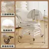 Banqueta Giratória com Altura Ajustável e Rodas Silenciosas, Cadeira com Encosto, Banqueta Baixa, Banqueta Amiga de Crianças, Banqueta para Trocar Sapatos, Design Moderno Simples