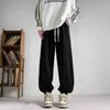 Calças de moletom para primavera e outono, calças casuais, calças jogger de cor sólida da moda para jovens, calças jogger versáteis largas com cordão