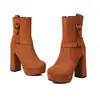Estilo Comercio Exterior 2026 Invierno Estilo Punk Suela Gruesa Tacón Alto Tallas Grandes 40-44 Botines Bajos de Gamuza