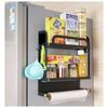 Estante de almacenamiento para refrigerador, estante lateral para refrigerador, suministros de cocina, estante de almacenamiento multifuncional para rollos de papel de pared lateral para el hogar, estante de almacenamiento para envoltorio de plástico