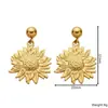 Pendientes de Acero Inoxidable Estilo Ins Transfronterizo Europeo y Americano Chapados en Oro de 18K Pendientes de Girasol Pendientes Exagerados de Girasol de Acero de Titanio