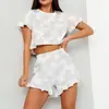 Novidade Europeia e Americana Primavera e Verão Site Independente Transfronteiriço Mais Vendido Shorts Estampados e Pijamas de Manga Curta para Mulheres, Adequados para Usar Fora