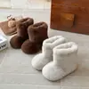 Botas de Neve Infantis 2025 Inverno Novas Botas de Algodão Quentes Sapatos Peludos para Meninas Botas de Cano Médio com Forro de Lã Quente Tendência
