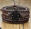 Pulseras Populares Europeas y Americanas, Conjunto de Cuerda Trenzada de Cuero Retro, Pulseras, Pulseras de Piel de Vaca, Geométricas de Cuero Hechas a Mano para Hombre