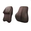 Juego de Reposacabezas y Almohada para Cuello de Coche Transfronterizo, Espuma Viscoelástica Perforada de Cuero, Adecuado para Todas las Estaciones, Reposacabezas y Soporte Lumbar de Estilo Sencillo
