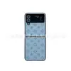 Funda para Teléfono Móvil Samsung Zflip4 Flor Pentagonal Marca de Moda Plegable Zflip7 Cubierta Protectora de Cuero Modelo de Lujo para Mujer